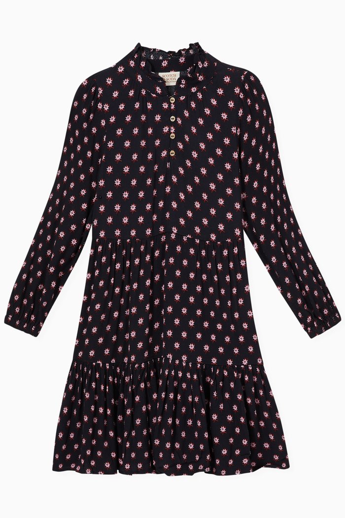 

Printed Tiered Dress in Viscose, Multicolour