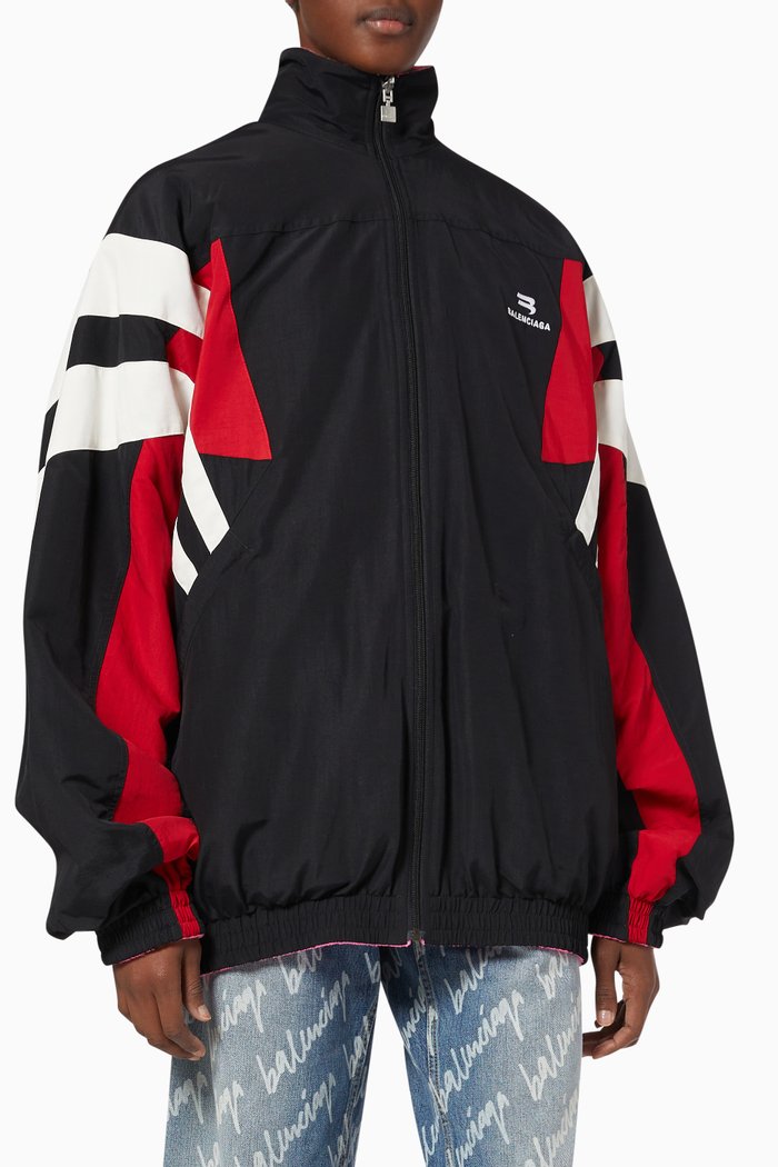 

Reversible Tracksuit Jacket in Recycled Nylon, Black