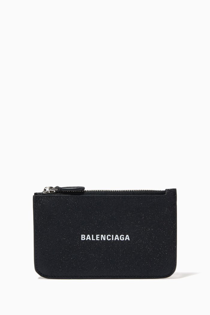 

Cash Long Coin & Card Holder in Glitter Fabric, Black