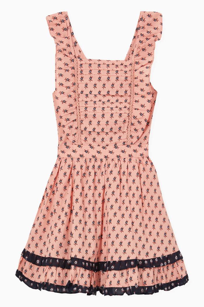 

Printed Ruffle Dress in Organic Cotton, Multicolour