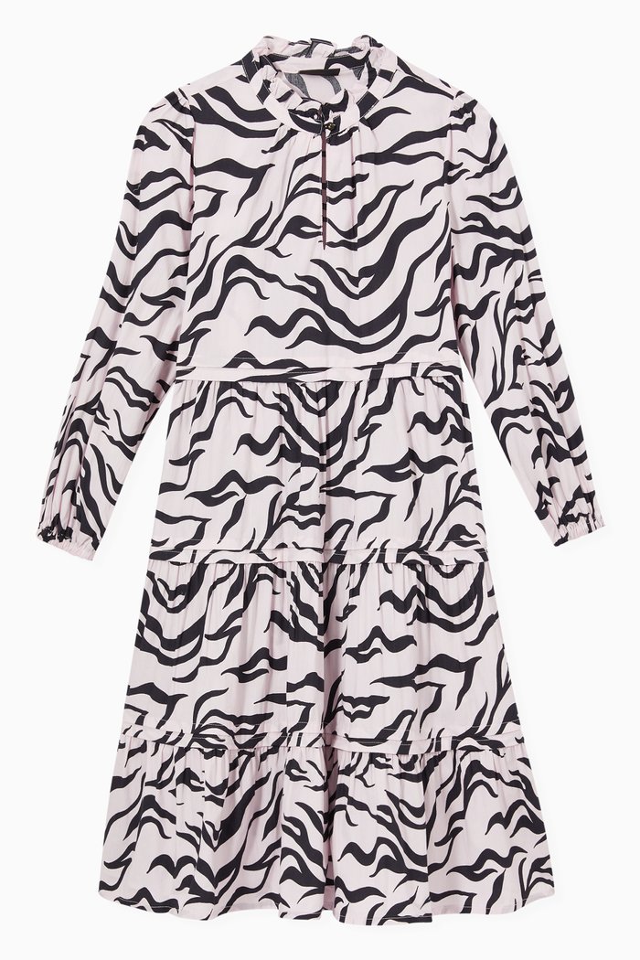 

Printed Tiered Dress in Organic Cotton, Multicolour
