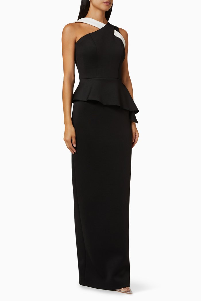 

Halter Neck Gown in Scuba, Black