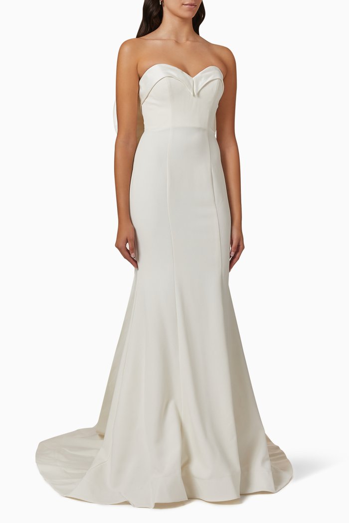 

Strapless Bow Gown in Crepe, Neutral