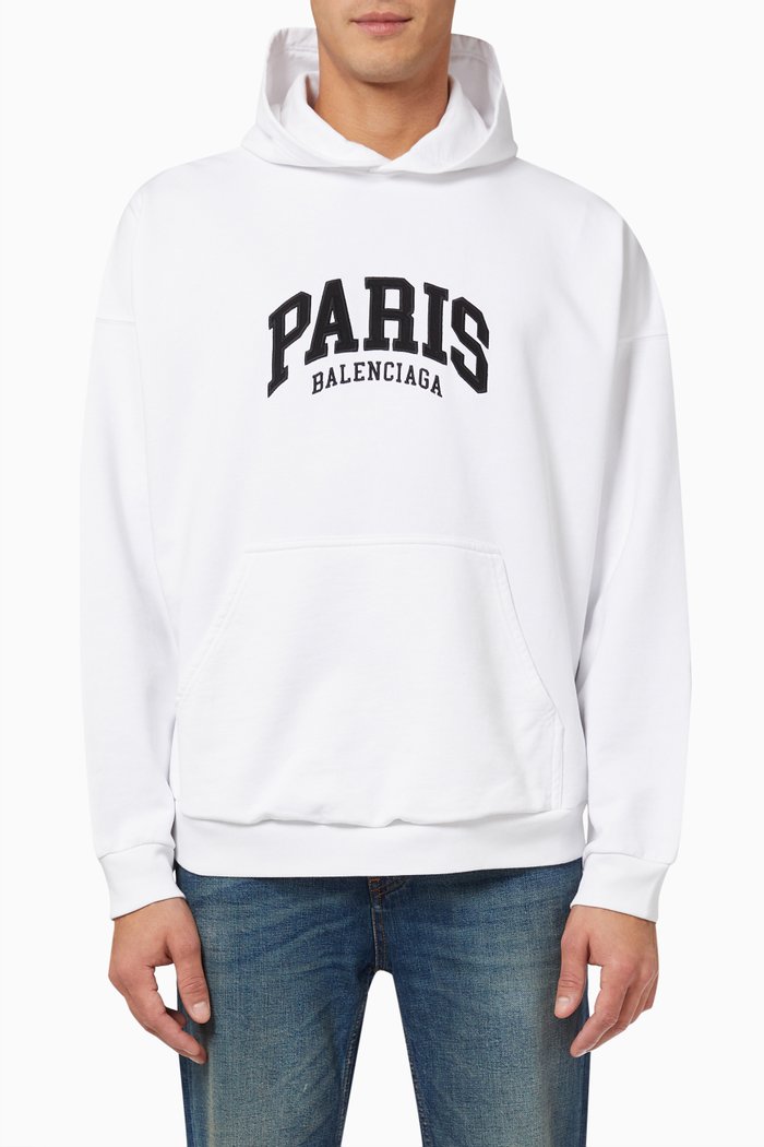 

Paris Wide Fit Hoodie in Cotton Fleece, White