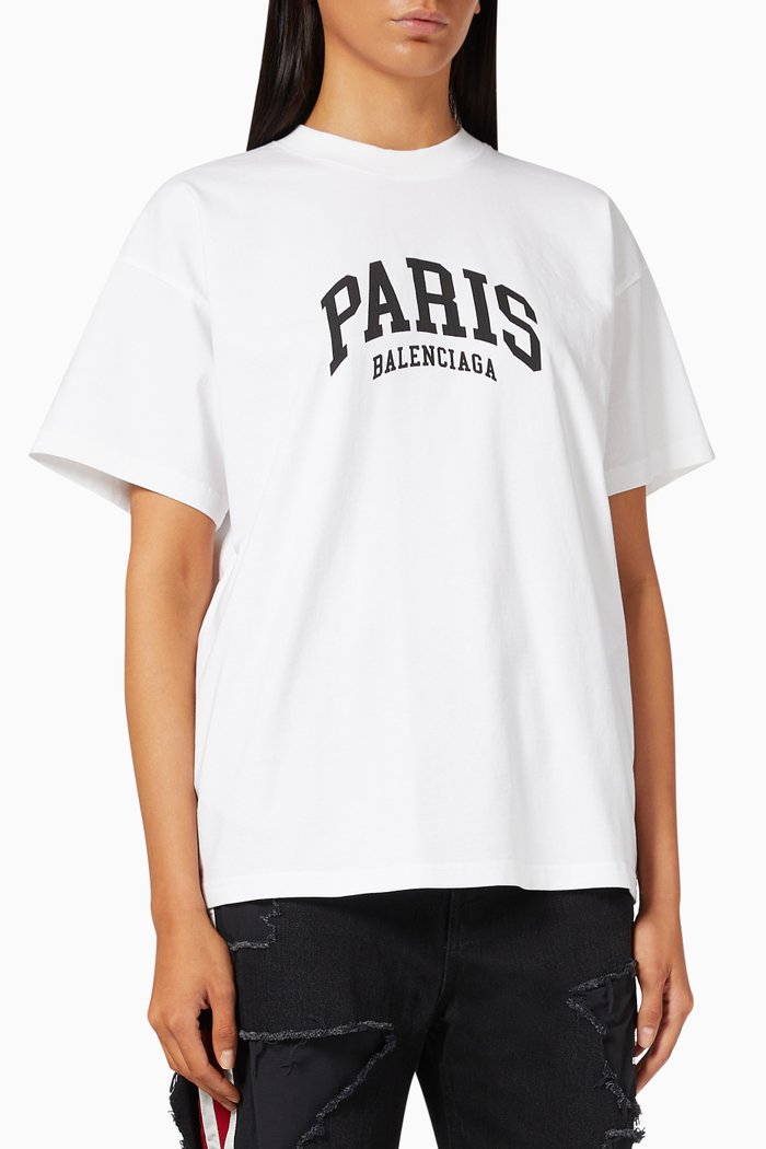 Paris Medium Fit T-shirt in Cotton Jersey, White