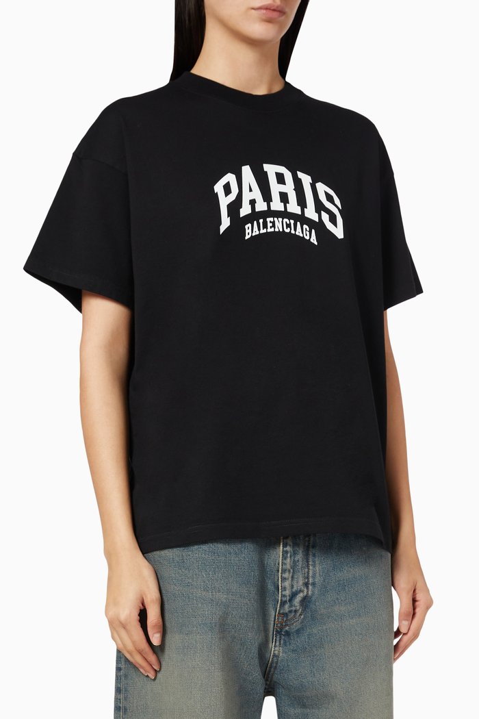 

Paris Medium Fit T-shirt in Cotton Jersey, Black