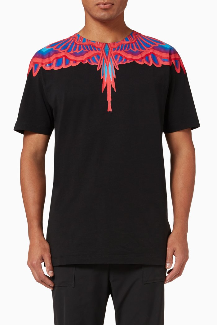 

Curved Wings T-shirt in Cotton Jersey, Black