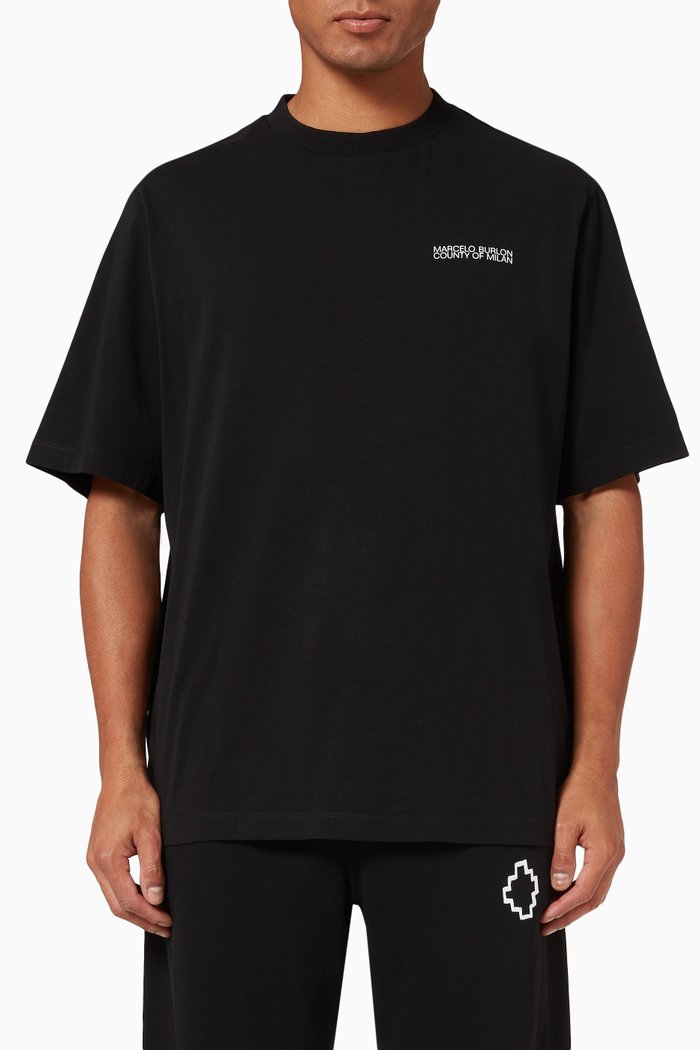 

Tempera Cross T-shirt in Cotton Jersey, Black