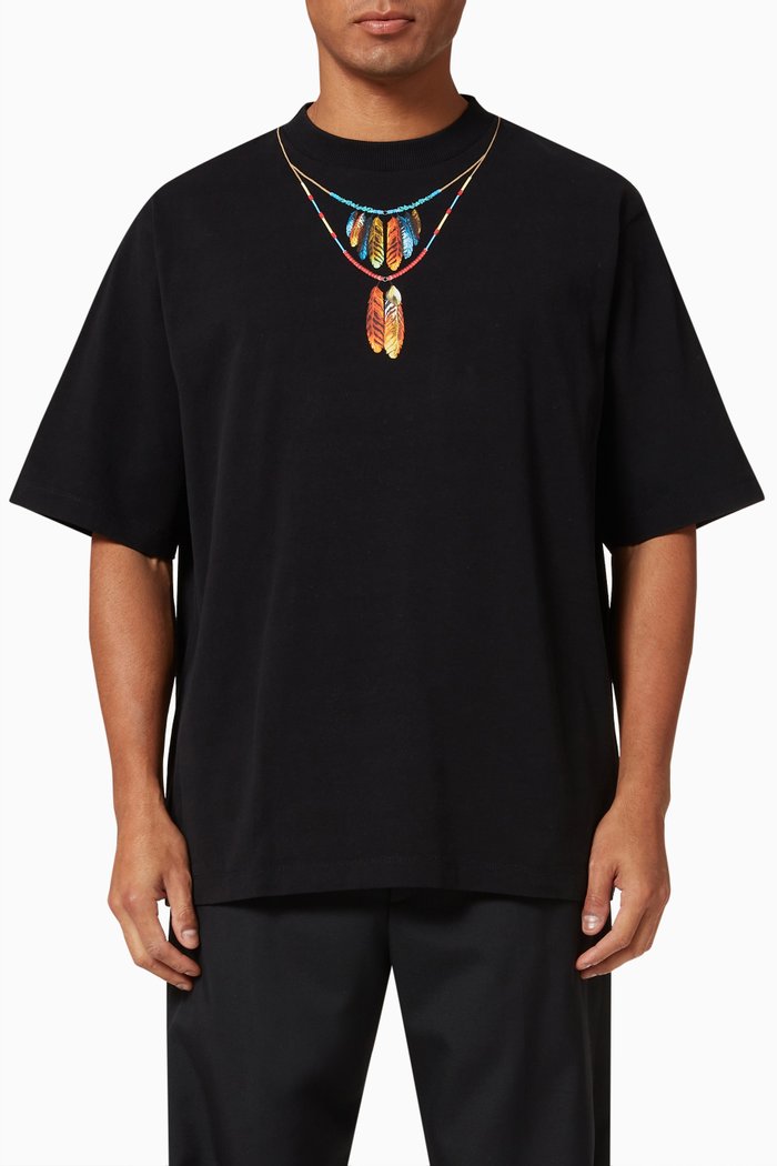 

Feathers Necklace T-shirt in Cotton Jersey, Black