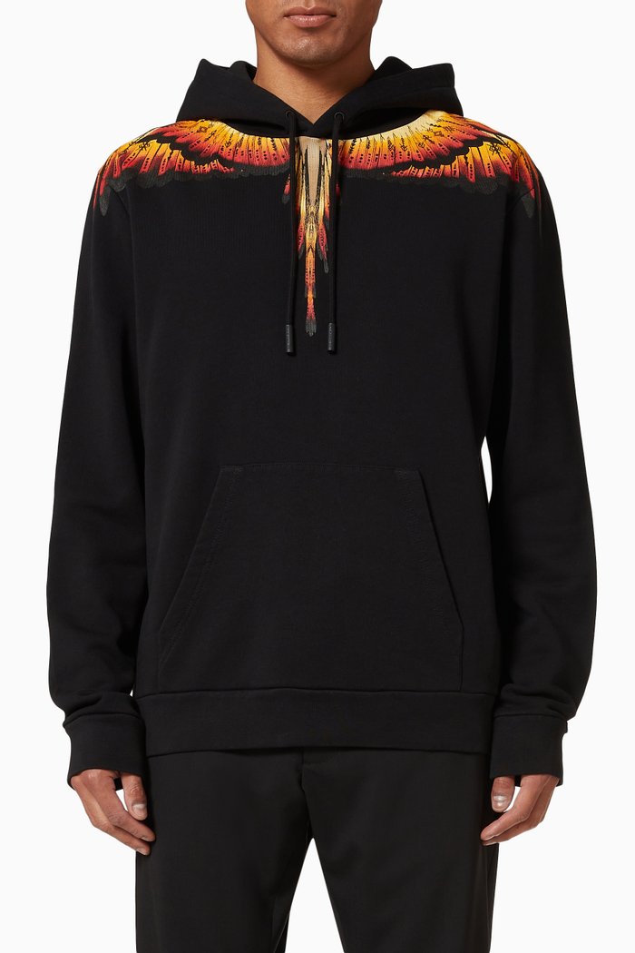 

Solfolk Wings Hoodie in Cotton Terry, Black