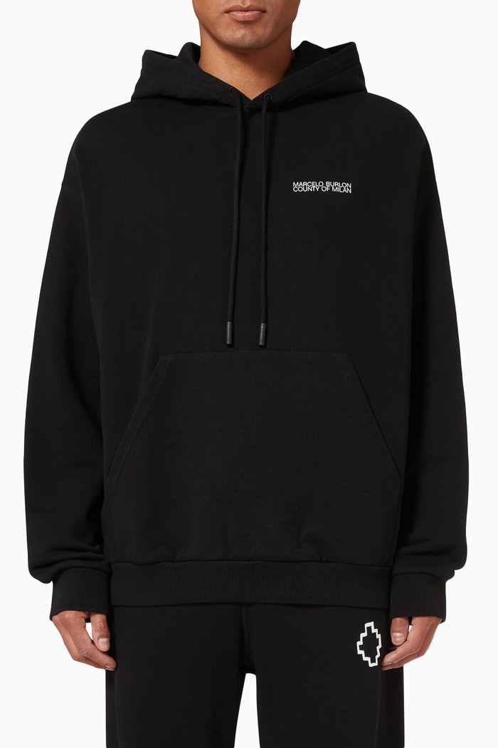 

Tempera Cross Hoodie in Cotton Terry, Black