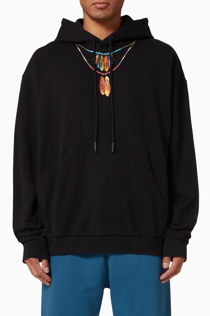 

Feathers Necklace Hoodie in Cotton Terry, Black