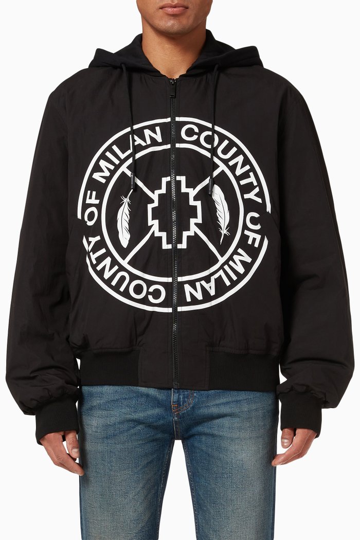 Skate Cross Bomber Jacket in Cotton, Black