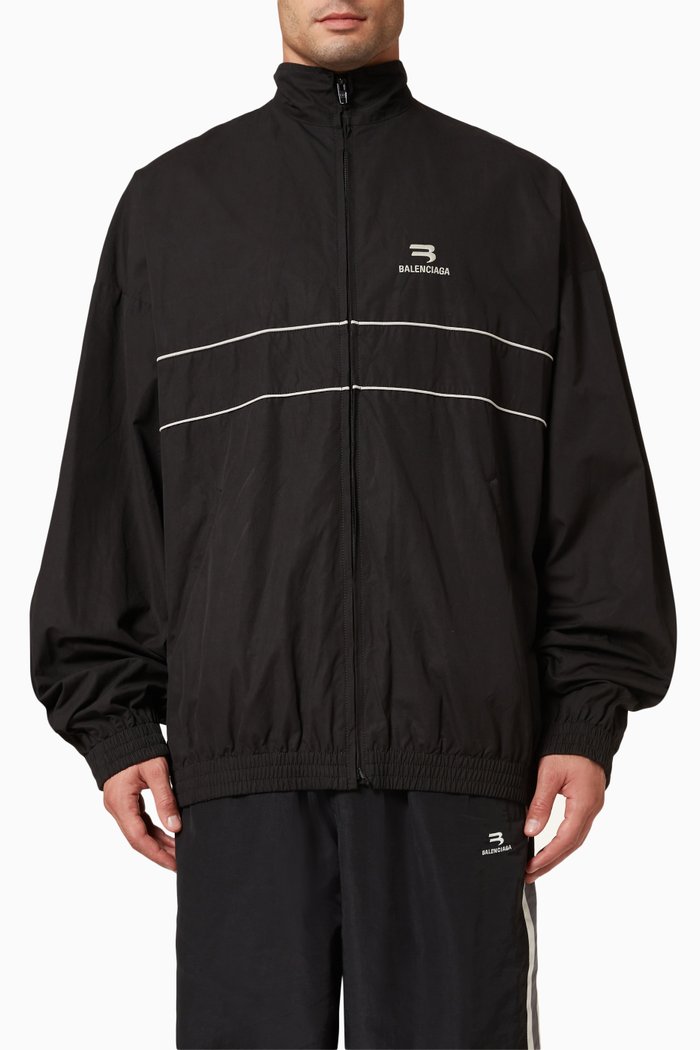 

Logo Tracksuit Jacket in Recycled Nylon, Black