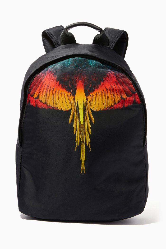 Icon Wings Print Backpack in Nylon, Black