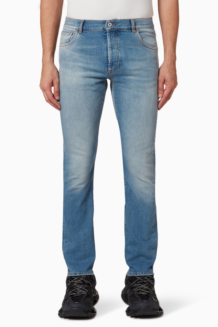 

Tempera Cross Stone Slim Fit Jeans in Cotton Stretch, Blue
