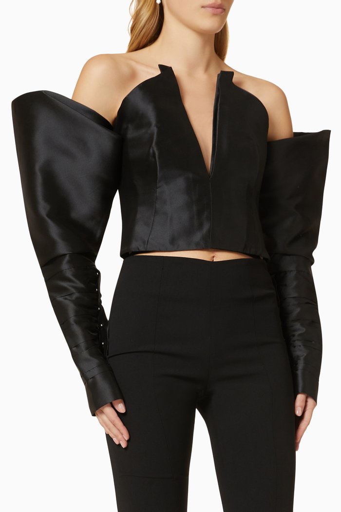 Hollywood Top in Satin, Black