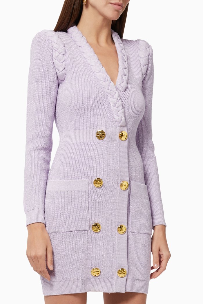 

Coat Dress in Viscose Rib Knit, Purple