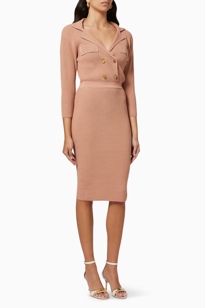

Midi Dress in Viscose Rib-knit, Pink