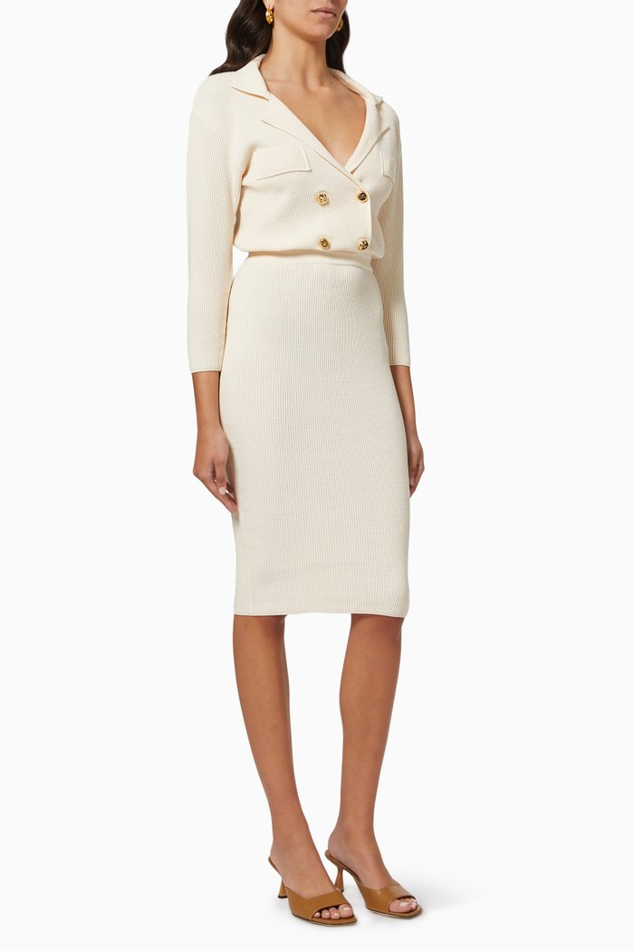 

Midi Dress in Viscose Rib-knit, Neutral