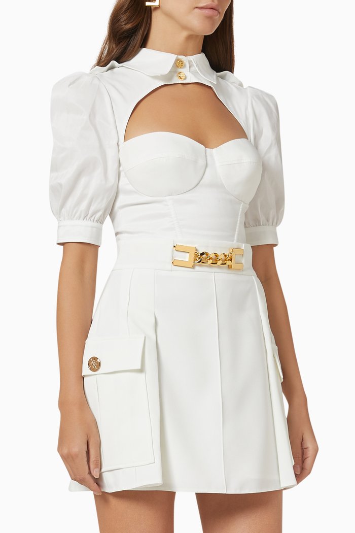 

Wide Neck Top in Taffeta, White
