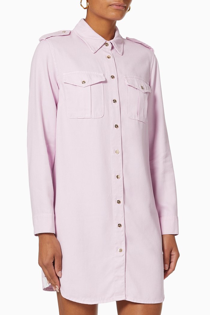 

Safari Shirt Dress in Lyocell Twill, Purple