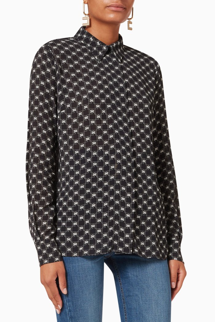 

Printed Blouse in Georgette, Black