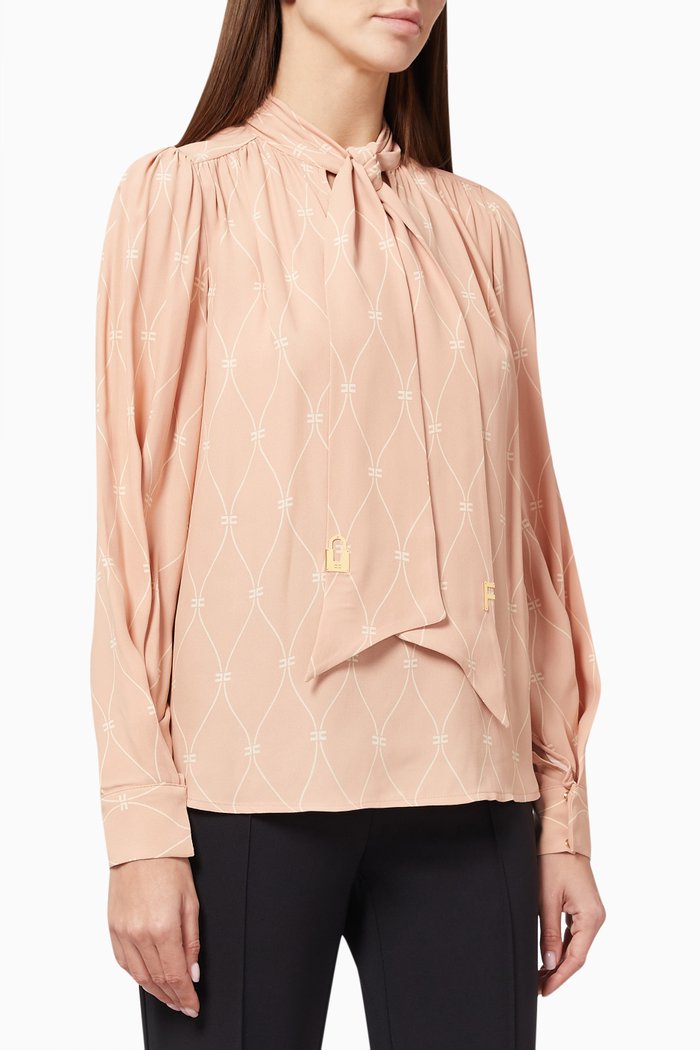 

Printed Blouse in Georgette, Brown