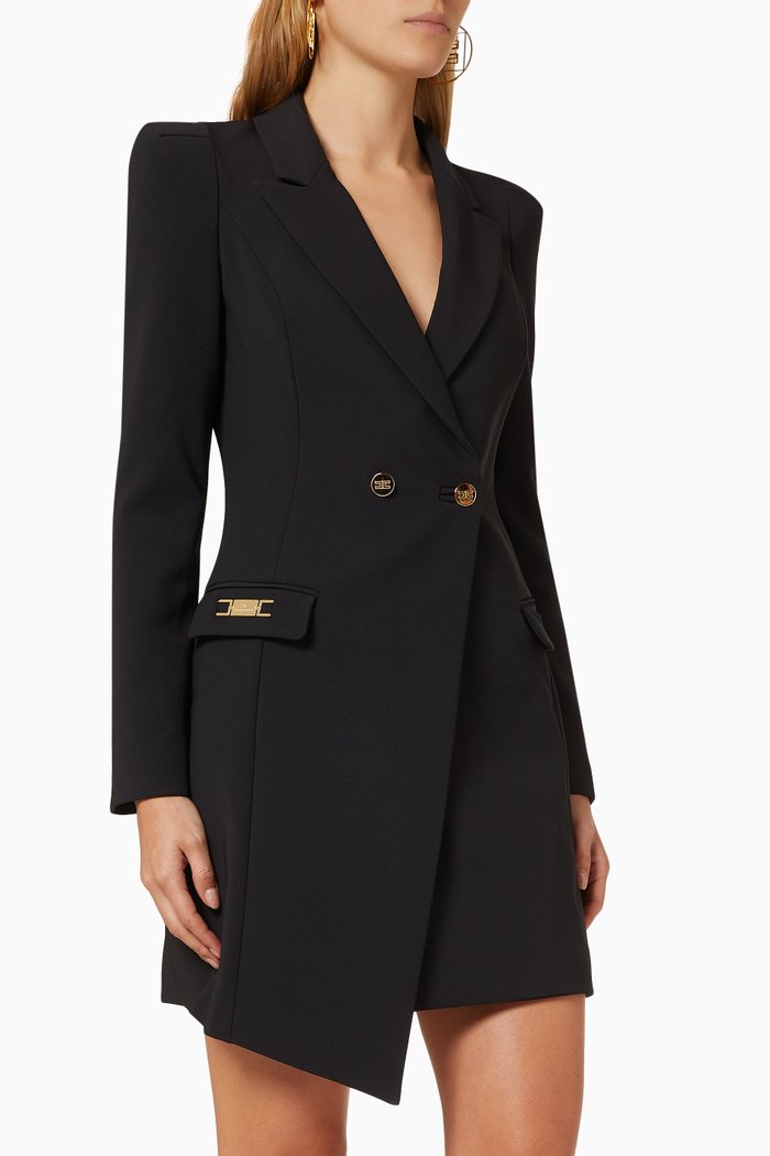 

Asymmetric Blazer Dress, Black