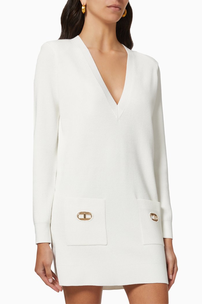 

Mini Dress in Viscose Rib-knit, White