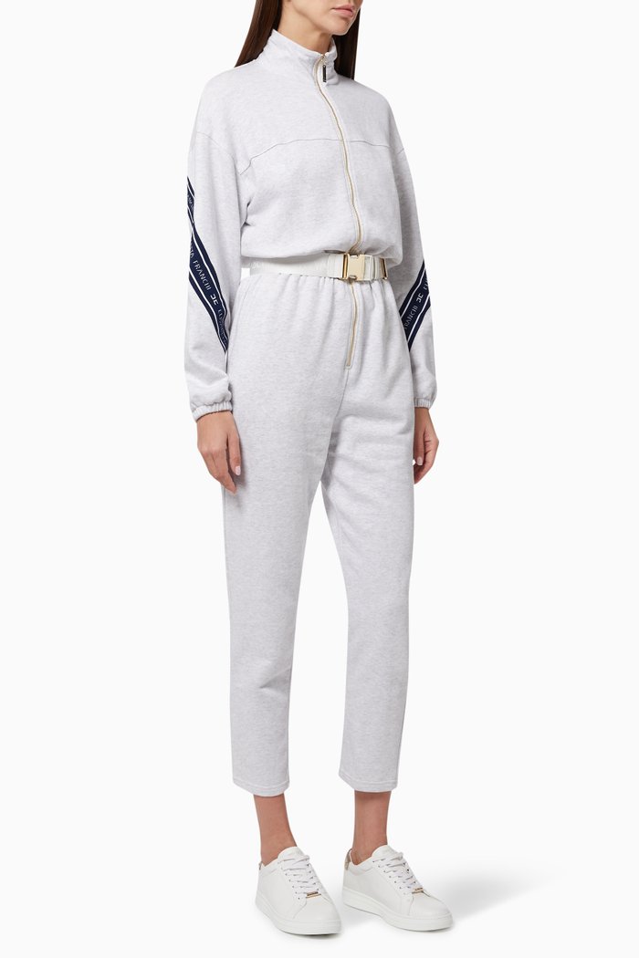 

Logo Tape Jumpsuit in Cotton Fleece, Grey