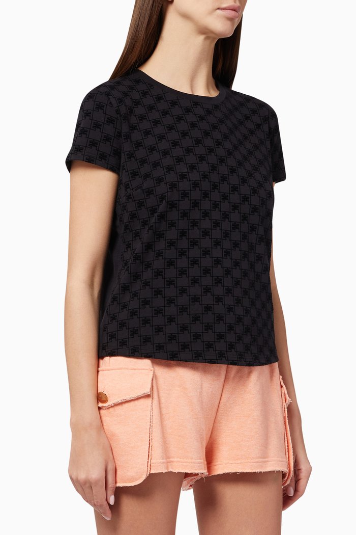 

Flocked Logo T-shirt in Cotton Jersey, Black