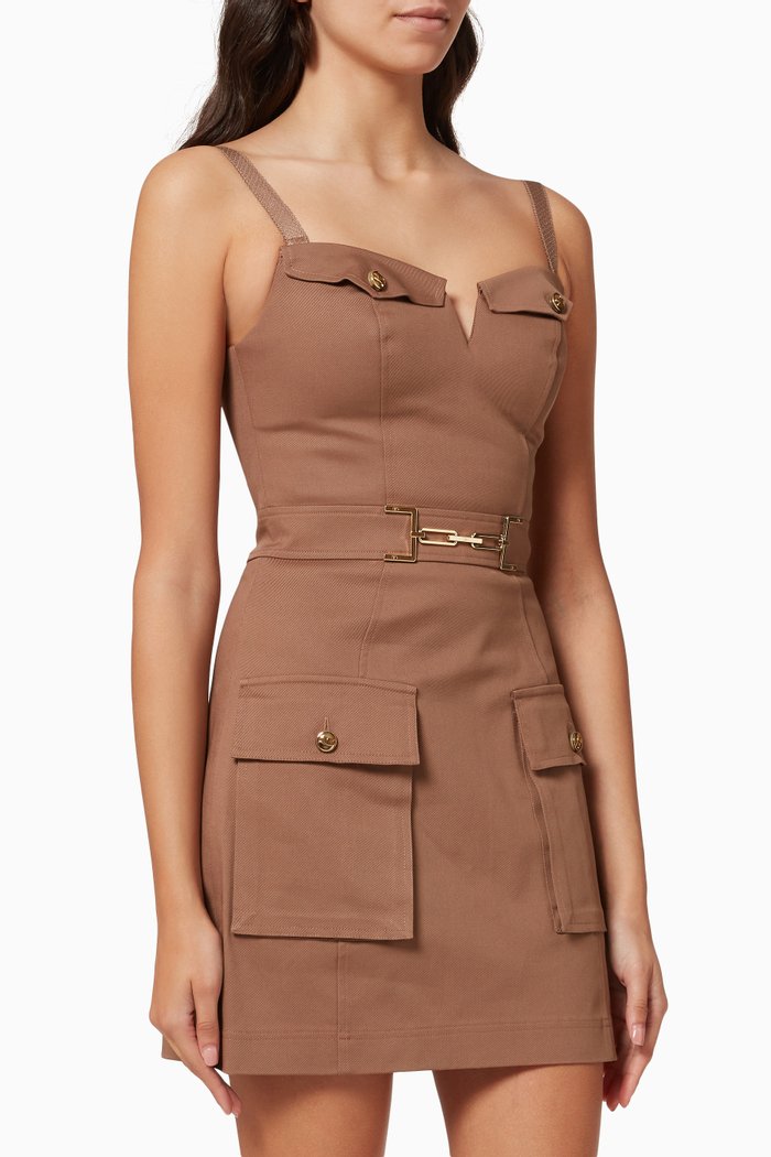 

Utility Mini Dress in Cotton, Brown