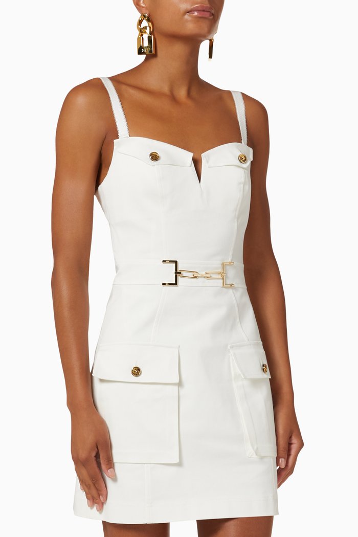 

Utility Mini Dress in Cotton, White