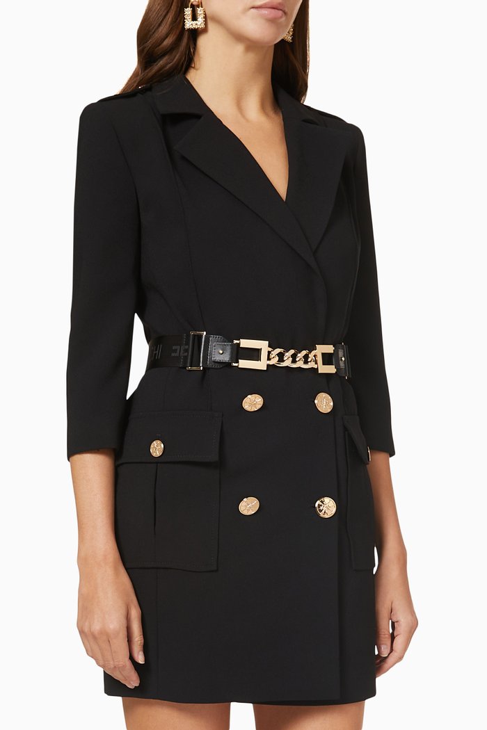 

Mini Coat Dress in Woven Crêpe, Black