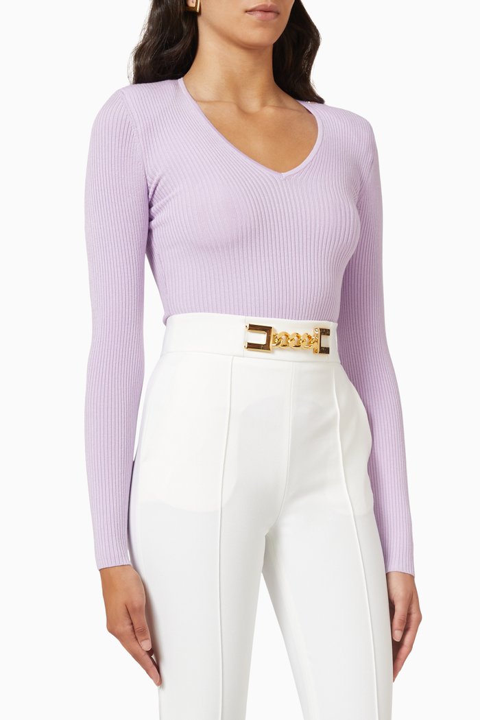 

V-Neck Bodysuit, Purple