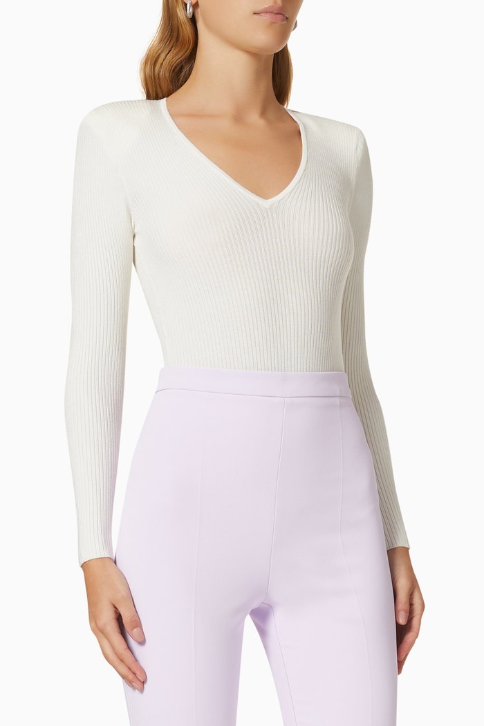 

V-Neck Bodysuit, White