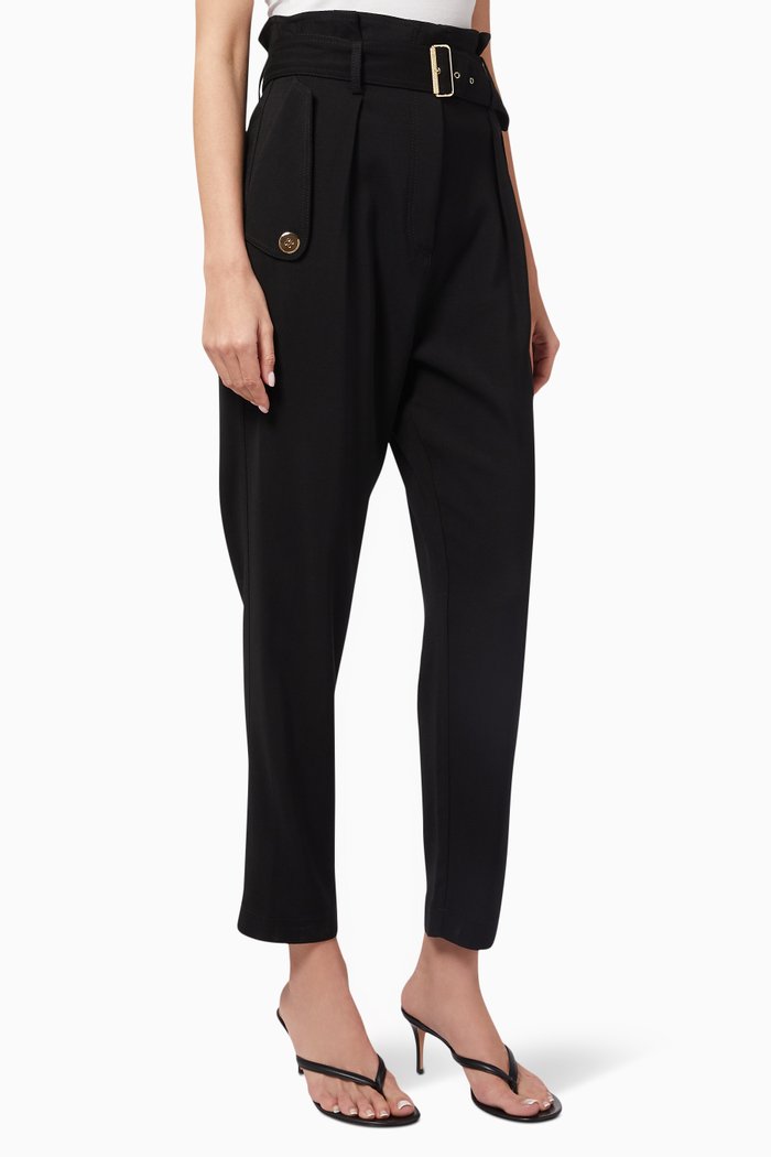

High-waist Pants in Light Gabardine, Black