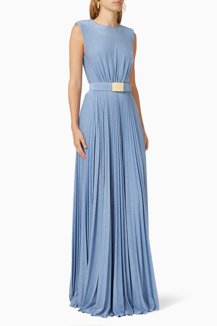 

Red Carpet Pleated Dress in Viscose-blend Knit, Blue