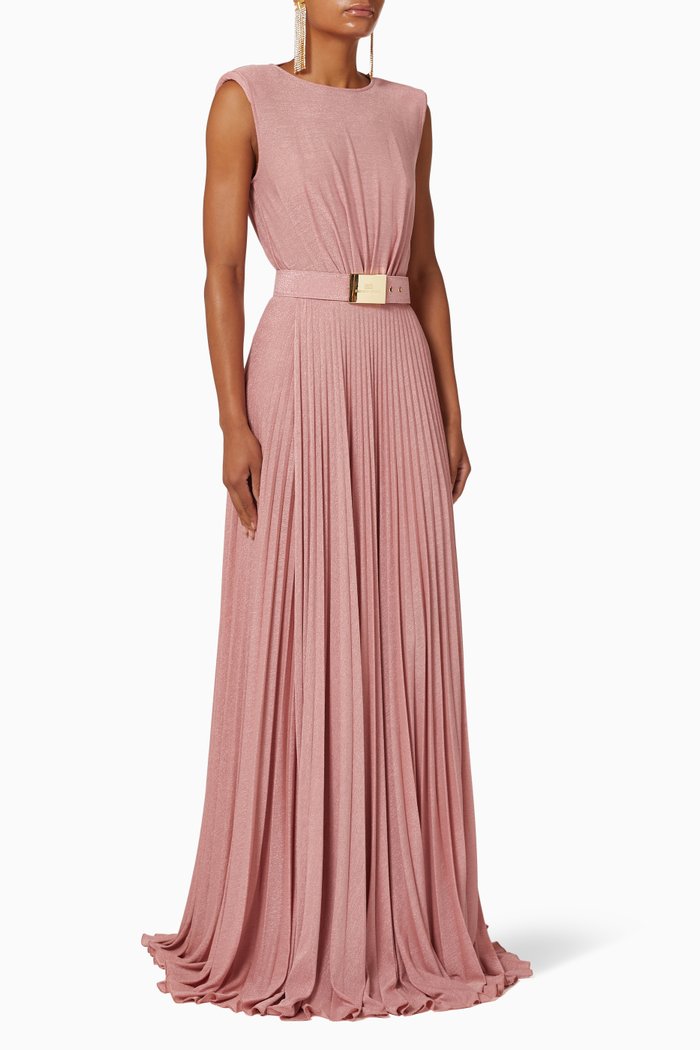 

Red Carpet Pleated Dress in Viscose-blend Knit, Pink
