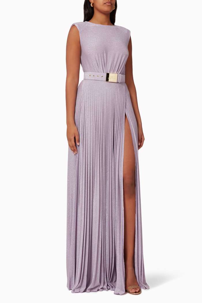 

Red Carpet Pleated Dress in Viscose-blend Knit, Purple