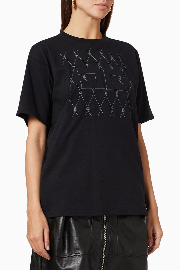 

Diamond Motif T-shirt in Cotton Jersey, Black