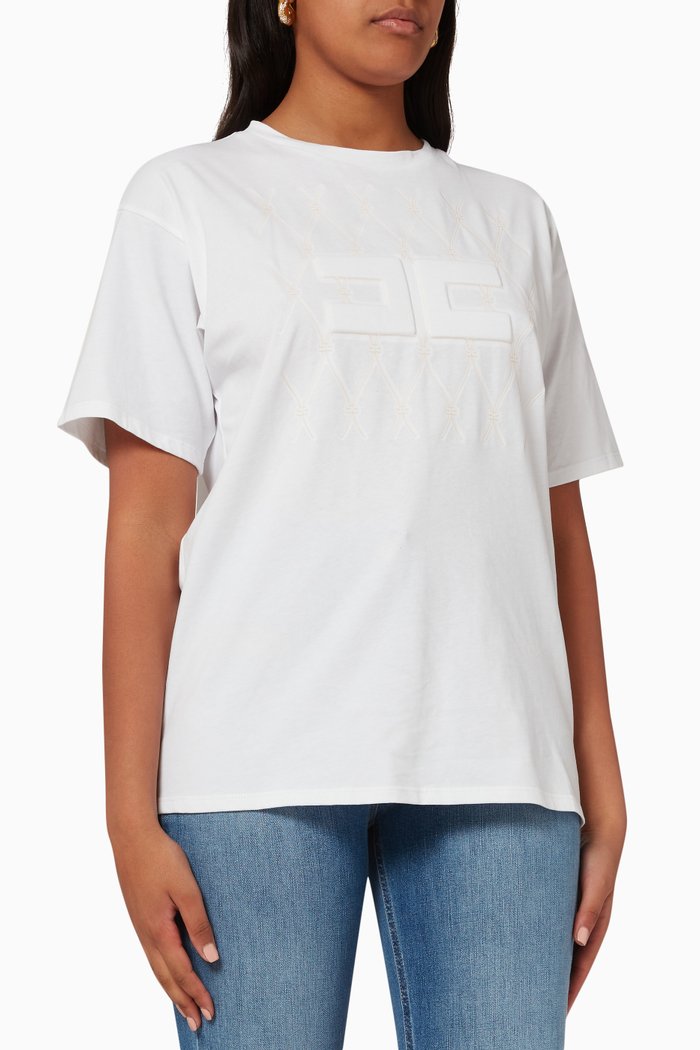 

Diamond Motif T-shirt in Cotton Jersey, Neutral