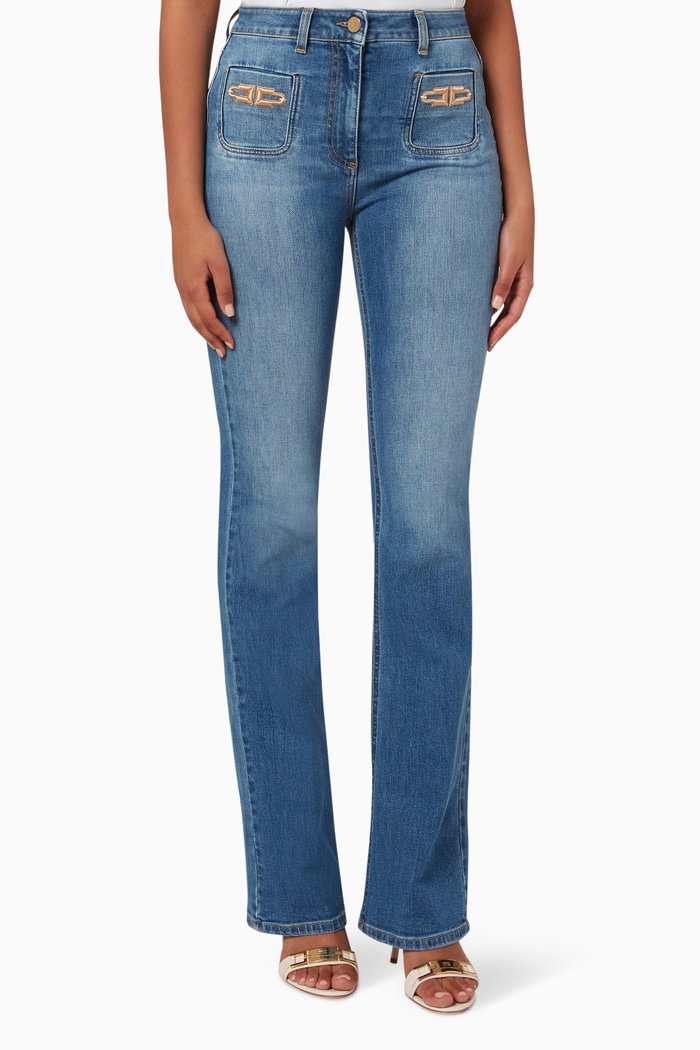 

Boot-cut Jeans in Denim, Blue