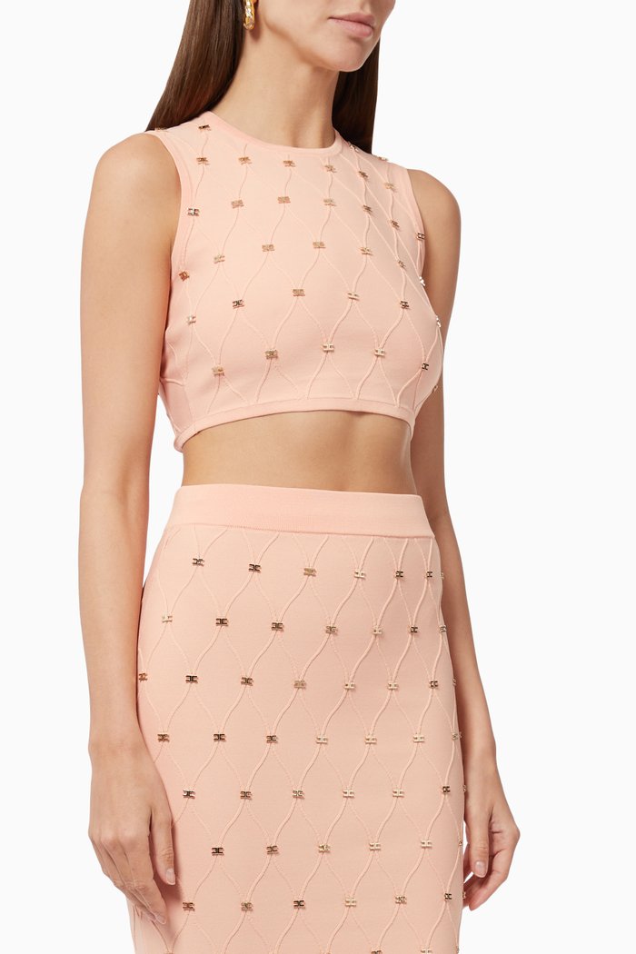 

Sleeveless Crop Top in Viscose Knit, Pink