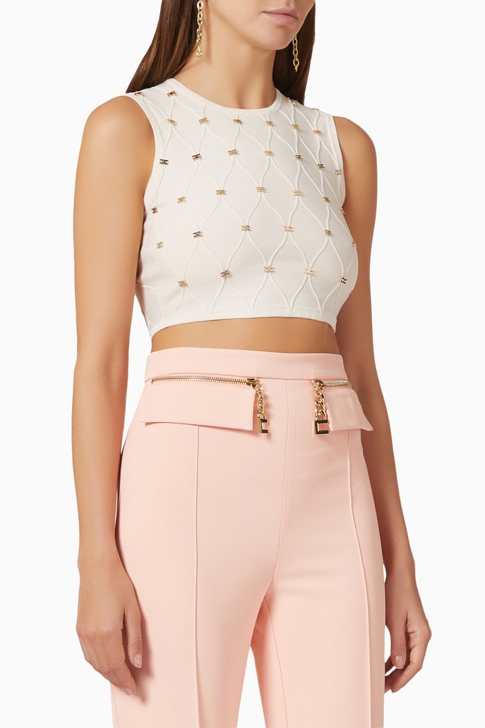 

Sleeveless Crop Top in Viscose, Neutral