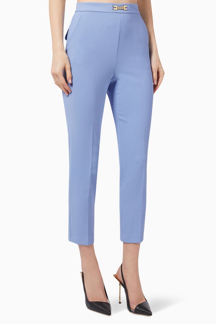 

Cigarette Trousers in Double Crêpe, Blue