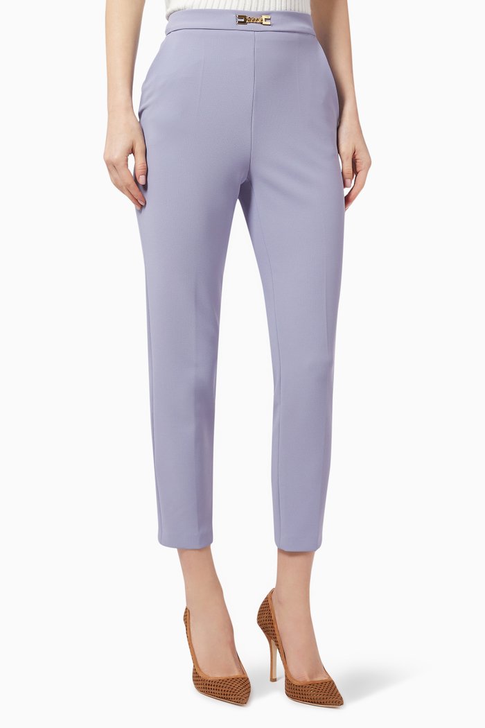 

Cigarette Trousers in Double Crêpe, Purple
