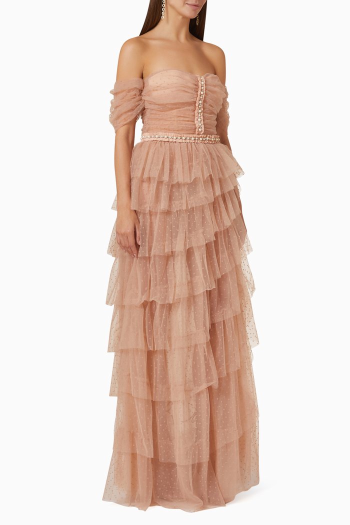 

Bustier Gown in Tulle, Brown