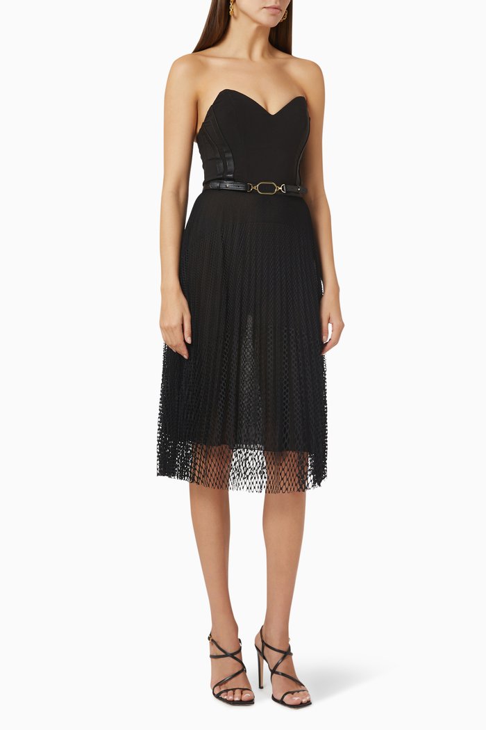 

Off Shoulder Dress in Mesh, Black